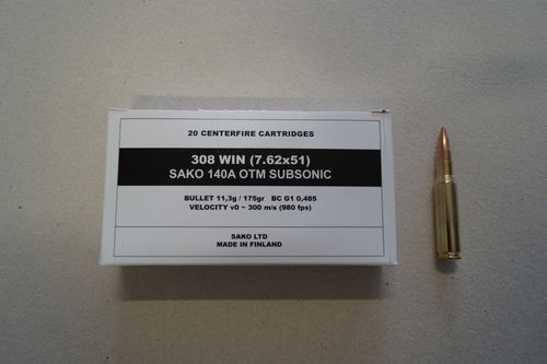 Munitions Sako M-LE cal 308 Win - 175 grs HPBT Match SUBSO x 20
