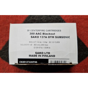 Munitions Sako M-LE cal 300 AAC BLK - 220 grs HPBT Match SUBSO x 30