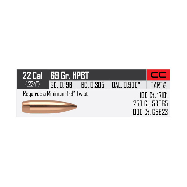 Balles Nosler Custom Compétition .224" - 69 grs x 100