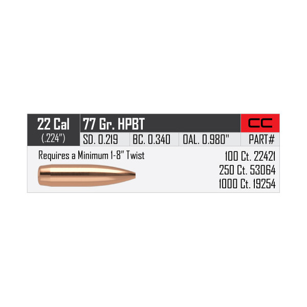 Balles Nosler Custom compétition .224" - 77 grs x 100