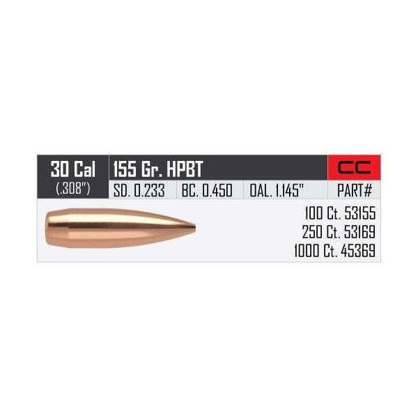 Balles Nosler Custom compétition .30" - 155 grs x 250