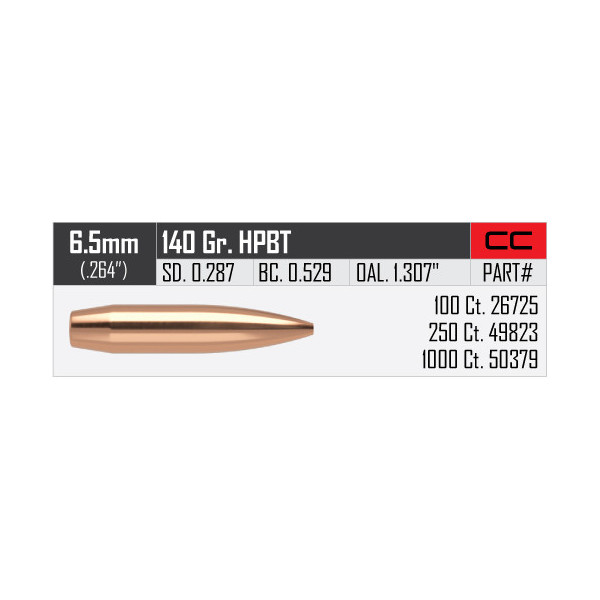 Balles Nosler Custom compétition 6.5mm - 140 grs x 100