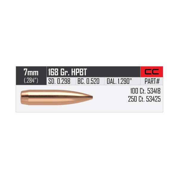 Balles Nosler Custom compétition 7mm - 168 grs x 100