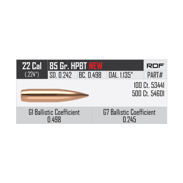 Balles Nosler RDF .224" - 85 grs x 100