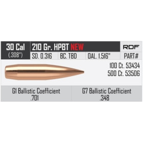 Balles Nosler RDF .30" - 210 grs x 500