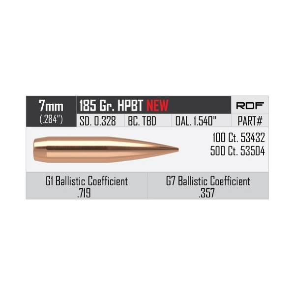 Balles Nosler RDF 7mm - 185 grs x 500