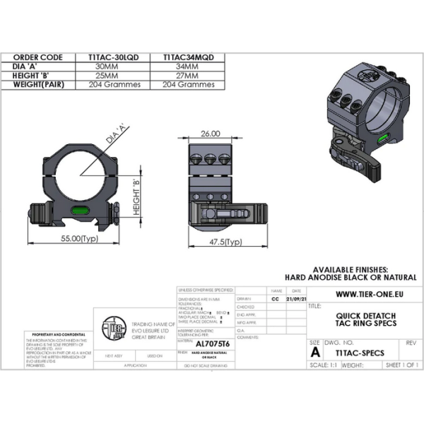 Colliers Tier One TAC 30mm QD