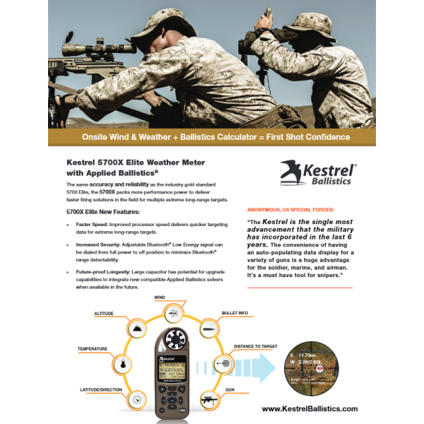 Kestrel 5700X Elite avec Applied Ballistics & LINK