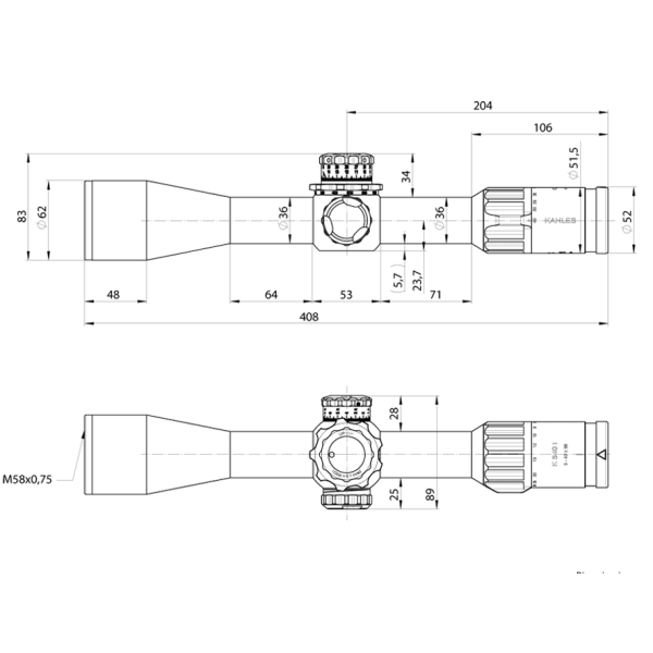 Kahles K540i - Réticule : AMR  - Sens de rotation : CCW