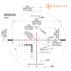 Kahles K525i - dérive à gauche - Réticule: SKMR - Rotation: CCW - Déclinaison: DEC0000134