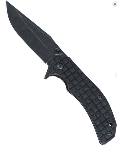 Couteau Mil-Tec Stone Washed noir