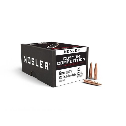 Balles Nosler Custom compétition 6mm - 107 grs x 100